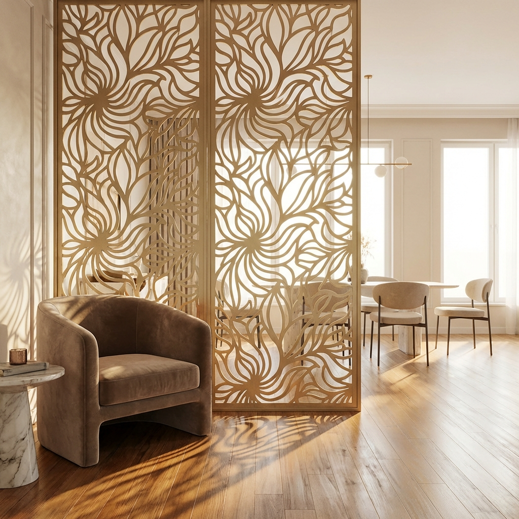 Floral Room Divider - Luxury Metal Artifact Delhi NCR Showroom